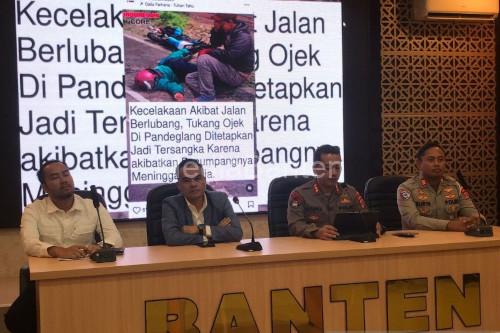 Kabid Humas Polda Banten, Kombes Pol Maruli Hutapea menjelaskan kasus pengemudi ojek di Pandeglang. Foto Antara