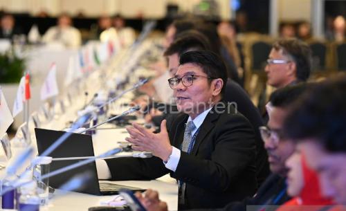 Dirut LKBN Antara, Beny Siga Butarbutar di kancah OANA Moskow. Foto Antara