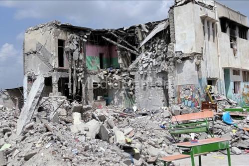 Sebuah gedung sekolah perempuan di Minab, Iran hancur dibom dalam serangan AS-Israel. Foto Antara