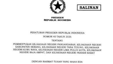 Perpers pembentukan Kejari Baru, termasuk Kejari Kabupaten Serang. Foto Antara