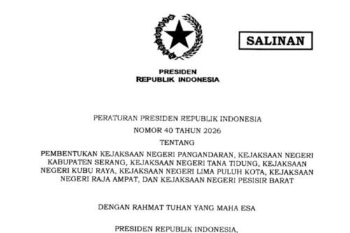 Perpers pembentukan Kejari Baru, termasuk Kejari Kabupaten Serang. Foto Antara