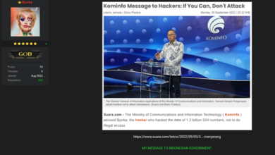 Pesan Bjorka Untuk Kominfo