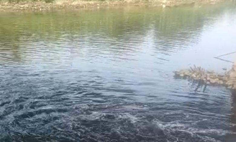 Pencemaran air Sungai Cisadane menyebabkan air menghitam. Foto Biro Adpim Banten