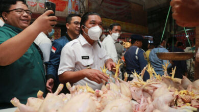 Pj Gubernur Banten, Al Muktabar mendampingi Mendag RI, Zulkifli Hasan ke Pasar Induk Rau. Foto: Biro Adpim Banten