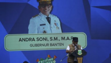 Gubernur Banten, Andra Soni di Exitiing Banten Fest di Anyer. Foto NS Amdan