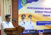 Andra Soni, Gubernur Banten di Musda Apdesi Banten. Foto: Biro Adpim Banten