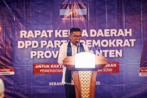 Gubernur Banten, Andra Soni di Rakerda DPD Partai Demokrat. Foto: Biro Adpim Banten