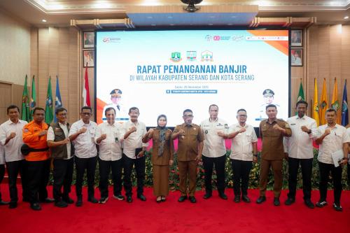 Gubernur Banten, Andra Soni gelar rakor penanganan banjir. Foto Biro Adpim Banten