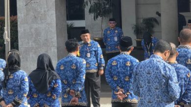 Pemkot Cilegon menggelar ape bersama memperingati HUT Korpri. Foto Daeng Yusvin