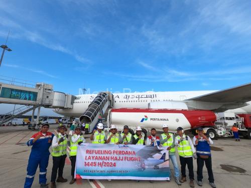 Pengisian avtur pesawat yang mengangkut jemaah haji. Foto: Humas Pertamina Patra Niaga RJBB