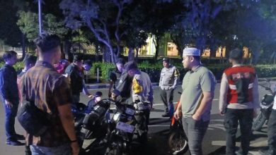 Pembubaran balap liar oleh polisi di Puspemkab Tangerang. foto Antara