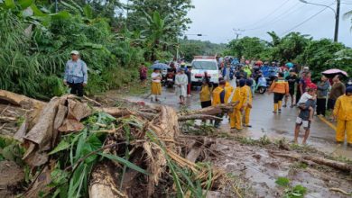 Jalan yang terputus karena longsor di salah satu daerah di Banten. Foto: Biro Adpim Banten