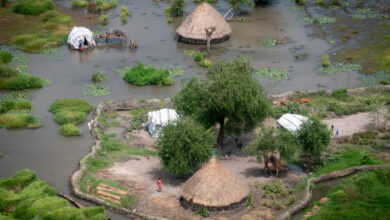 Pemandangan banjir desa-desa di Sudan Selatan. Foto: Florence Miettaux - MSF