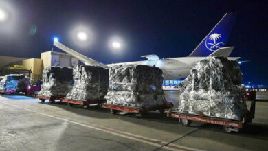 Pesawat Arab Saudi berbadan besar berisi bantuan untuk Turki dan Suriah. Foto: ArabNews