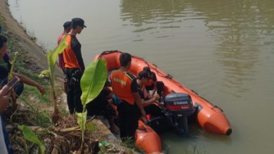 Pencarian bocah SD yang dilaporkan hilang di kali irigasi Sentul. Foto: Yono