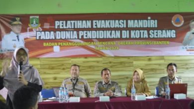 Pelatihan evakuasi mandiri dari BPBD Banten ke Sekolah-sekolah. Foto: Istimewa