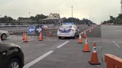 Contraflow dua jalur di Tol Japek. foto: Antara