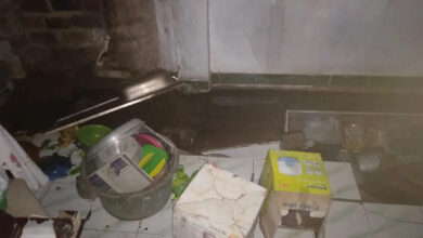 dapur ambruk setelah diguyur hujan deras.
