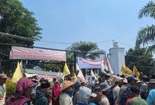 Aksi demo para petani dari Banten Selatan yang terlibat konflik agraria. Foto: Antara
