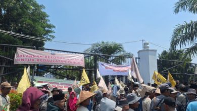Aksi demo para petani dari Banten Selatan yang terlibat konflik agraria. Foto: Antara