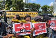 Demo penolakan revisi UU Penyiaran dan UU Hak Cipta. Foto Antara