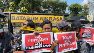 Demo penolakan revisi UU Penyiaran dan UU Hak Cipta. Foto Antara