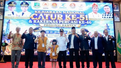 Wagub Banten, Achmad Dimyati Natakusumah membuka Kejurnas Catur ke 51 dan Rakornas Pecasi ke-46. Foto Biro Adpim Banten