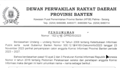 Pengumuman DPRD Provinsi Banten soal uji kelayakan calon KI. Foto; Istm