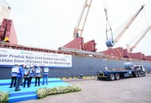 Pelepasan ekspor 54.000 ton baja putih ke Spanyol. Foto: Antara