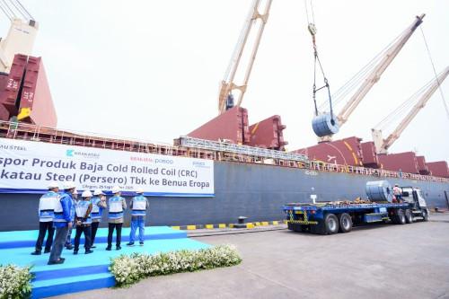 Pelepasan ekspor 54.000 ton baja putih ke Spanyol. Foto: Antara