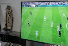 Permainan sepakbola di play station. Foto Antara