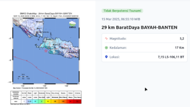 Gempa bumi di Bayah 5,2 Magnitudo. Foto: BMKG