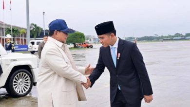 Wapres RI, Gibran Rakabuming Raka bersalaman denga Presiden RI, Prabowo Subianto. Foto Antara