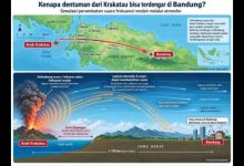 Gambaran getaran dan dentuman erupsi Gunung Anak Kraktau yang menjangkau 3 provinsi. Foto Antara