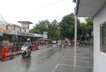 Suasana paska hujan sedang dan lebat di Alun-alun Kota Rangkasbitung. Foto: Antara