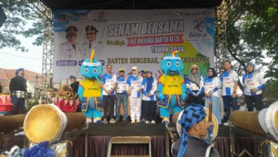 Lebih 4.000 warga mengikuti senam bersama dalam rangka HUT Banten k-26. Foto Biro Adpim Banten