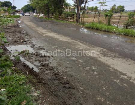 Jalan Raya Warung Seliur yang rusak parah. Foto: Adam Maulana