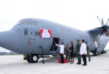 Penyerahan Pesawat Hercules dipesan dari AS. Foto: BPMI SatPres RI