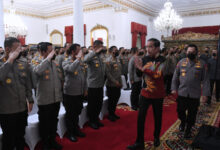 Arahan Presiden RI, Jokowi di Istana kepada pejabat utama Polri. Foto: Setkab RI