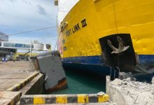 Dermaga yang rusak dihantam KMP Portlink III. foto: Budi Wahyu Iskandar