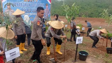 Kapolda Banten,Irjen Pol Hengki lakukan gerakan menanam pohon di Desa Sangiang Tanjug, Lebak. Foto Antara