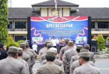 Apel kesiapsiagaan hadapi potensi bencana di Polres Cilegon. Foto Daeng Yusvin