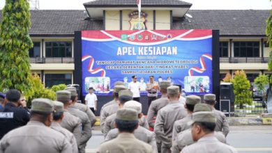 Apel kesiapsiagaan hadapi potensi bencana di Polres Cilegon. Foto Daeng Yusvin