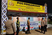 Salah satu pos pengamanan yang didirikan Polres Cilegon. Foto Daeng Yusvin