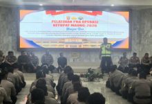 Polres Cilegon menggelar Latpraops arus mudik Lebaran 2026. Foto Daeng Yusvin