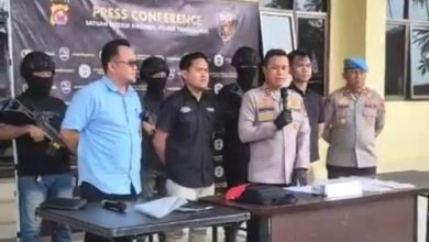 Kapolres Pandeglang, AKBP Dyno Indra Setyadi dalam jujpa pers. Foto Daeng Yusvin