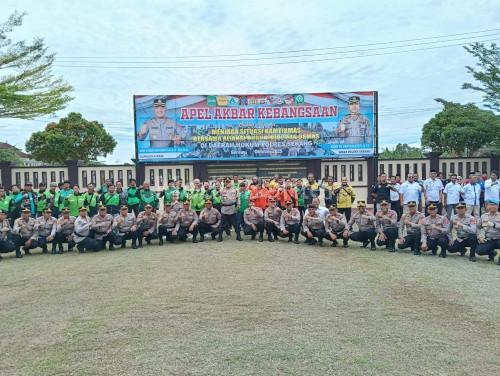 Kapolre Serang, AKBP Condro Sasongko memimpin apel kebangsaan berbagai elemen masyarakat. Foto: Yono