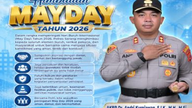 Imbauan Kapolres Serang, AKBP Andri Kurniawan menjelang Hari Buruh. Foto Yono