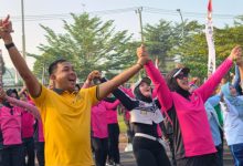 Kapolres Serang, AKBP Andri Kurniawan berolarahga bersama Forkopimda. Foto Yono