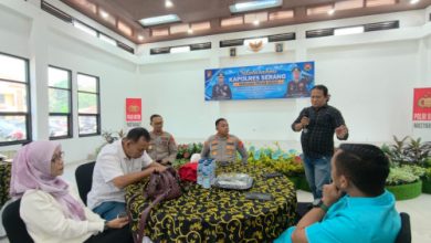 Kapolres Serang, AKBP Andri Kurniawan menggelar silaturahmi dengan insan pers. Foto Yono